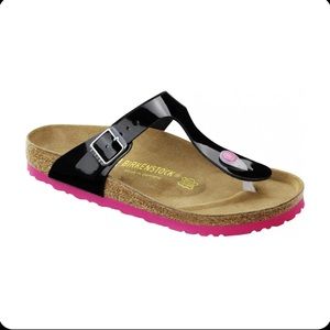 ISO: Birkenstock Gizeh black patent with pink sole EU size 38 or 37